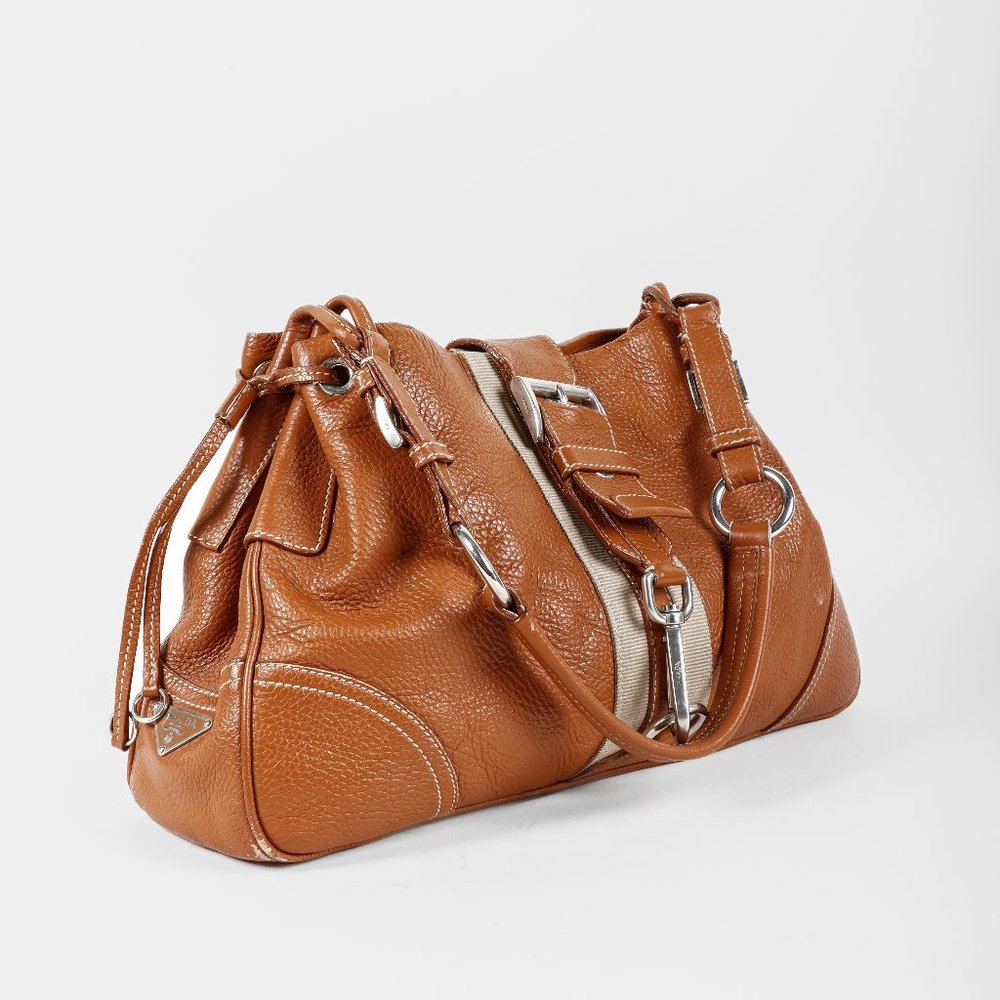 Prada Leather Buckle Hobo Bag